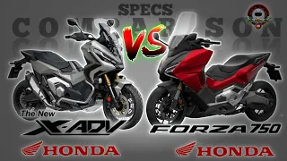HONDA X-ADV 750 vs HONDA FORZA 750 SPECS COMPARISON