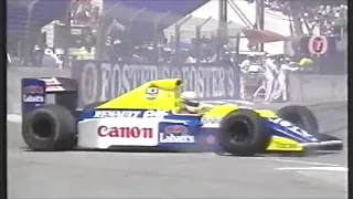 1990 F1 Australian GP - Morbidelli blew oil in front of Patrese who got sideways