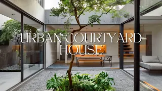 Modern Compact Urban Courtyard House Design in a Narrow Space