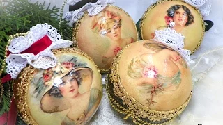 Декупаж елочных новогодних шаров "Богемия". Decoupage christmas balls