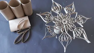 How to make Snowflake out of toilet paper rolls || Paper craft  || Toilet Roll craft ideas