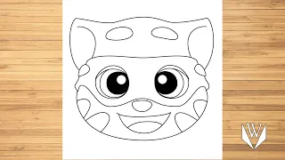 How to draw Talking Tom Heroes Step by step, Easy Draw | Free Download Coloring Page