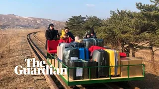 Russian diplomats leave North Korea on hand-powered rail trolley