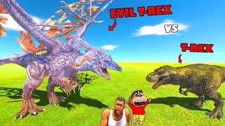 Upgrading NOOB T-REX in EVIL HACKER T-REX in Animal Revolt Battle Simulator with SHINCHAN FRANKLIN