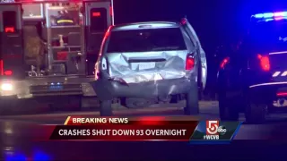 3 hurt in multiple I-93 crashes