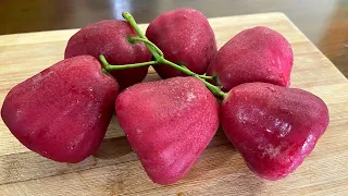 Opening a Rare Rose Apple | Asian Bell Fruit | How To Cut a Rose Apple | Health Benefits of Jambu