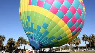 big hot air balloon get ready to take off