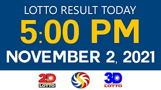 Lotto Results Today November 2 2021 5pm Ez2 Swertres 2D 3D 6D 6/42 6/49 6/58 PCSO