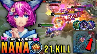 21 Kills!! Marksman Nana Perfect Turret Stealer!! - Build Top 1 Global Nana ~ MLBB