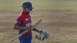 Kushal Bhurtel bats during a training session for T20 World Cup Qualifiers