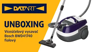 Víceúčelový vysavač Bosch BWD41740 fialový | unboxing