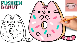 How To Draw Pusheen Cat - Sprinkle Donut | Cute Easy Step By Step Drawing Tutorial