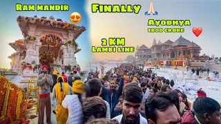 2 KM Lambi Line RAM Mandir jane ke liye 😱 lekin hume First Day hi Darshan ho gaye 😍 AYODHYA