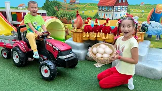 Sofia and Max Had A Farm and feeding cartoon Animals