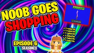 NOOB GOES SHOPPING | FAST REBIRTHS & FORBIDDEN WEAPON | Giant Simulator