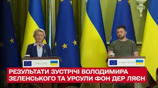 Володимир Зеленський і Урсула фон дер Ляєн зробили заяви за підсумками зустрічі в Києві