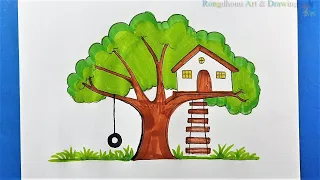 Tree House Drawing 🌻🌼🌷 Painting