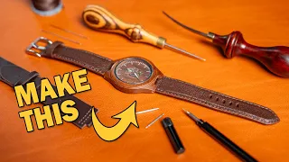 Make A Raised Leather Watch Strap // Be The Maker // Leathercraft Tutorial