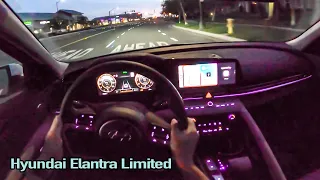 2021 Hyundai Elantra Limited POV Night Drive - BEST Compact Sedan at Night??