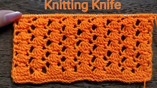 अब क्रोशिया जैसी बुनाई हुई बहुत ही आसान/Easy Openwork Knit Pattern looks Like Crochet Shell Stitch