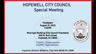 City Council Special Meeting 24 August 2023