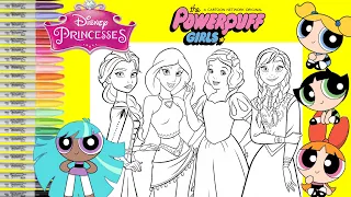 Disney Princess Makeover as Powerpuff Girls Bliss Blossom Buttercup Bubbles Coloring Book Pages