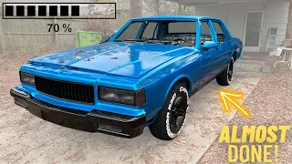 1989 Box Chevy Build Ep.20 I put New Wheels, the bumpers and trim on the car! IT LOOKS AMAZING!!!