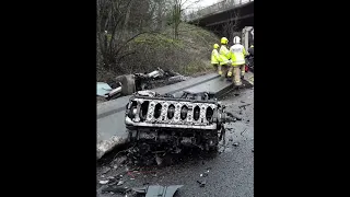 HGV sliced in half in crash on M6