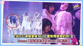 TWICE演唱會被Mina電臀舞狠狠釣到！！Momo差點摔倒多虧Sana反應迅速