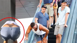 MAN THONG PRANK ON THE ESCALATOR!! 3