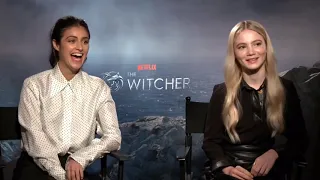 anya chalotra and freya allan being chaotic during interviews