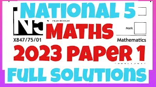 2023 National 5 Maths Paper 1 Full Solutions