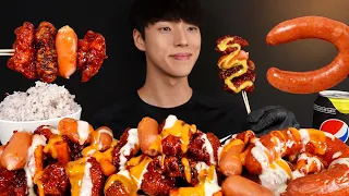 ASMR MUKBANG KOREAN CHICKEN & SAUSAGES EATING SOUNDS