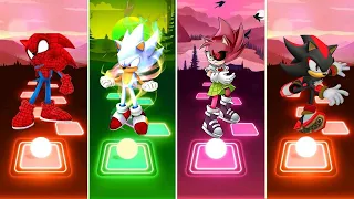 Spider Man Sonic 🆚 Amy Exe Sonic 🆚 Shadow Sonic 🆚 Hyper Sonic | Sonic Tiles Hop EDM Rush