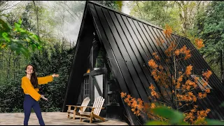 BLACK A-FRAME CABIN TOUR (Ultra-Modern & Minimalist)!