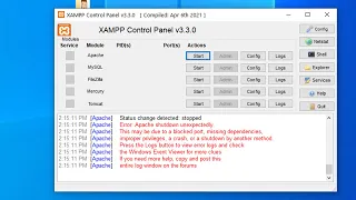 XAMPP Error: Apache shutdown unexpectedly Fix