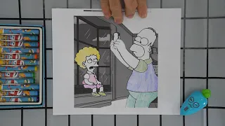 Color the picture of Homer Simpson and a boy