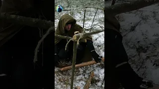 SOLO Winter Bushcraft | Negative temps & natural shelter #shorts