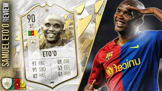 90 MID ICON ETO'O PLAYER REVIEW! IS HE ANY GOOD? FIFA 22 ULTIMATE TEAM