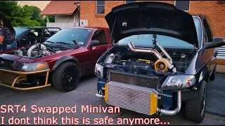 BIG Turbo Minivan first pulls on built engine | Car meet reactions