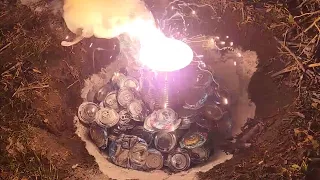 Burning 50lbs of Thermite Made From 400 Soda Cans