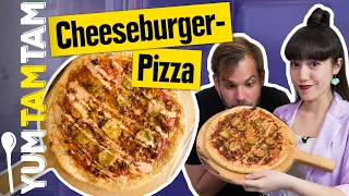 Cheeseburger-Pizza // Mit Hackfleisch & Cheddar // #yumtamtam