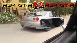 2 Skyline R34 GT-R's Street Race On Empty Lockdown Roads