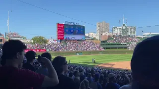Wrigley Field showing a throwback of Cookie Monster seventh inning stretch from 2019 (9/18/22)
