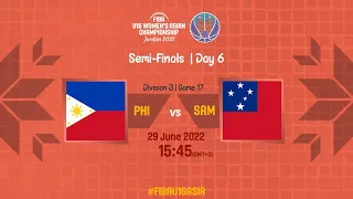 Philippines v Samoa | Full Basketball Game | FIBA U16 Women's Asian Championship 2022 | Division B