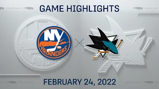 NHL Highlights | Islanders vs. Sharks - Feb. 24, 2022