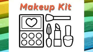 How to Draw Makeup Kit Set | Easy Drawing and Coloring for Kids