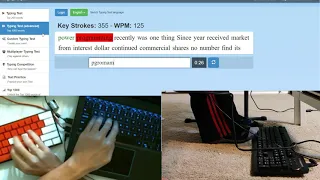 Typing 118 WPM with 3 keyboards and arms crossed