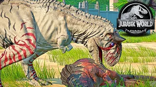 White Demon Carnotaurus vs Tyrannosaurus Rex (Fang Edition) Dinosaurs Fight 🌍 JWE