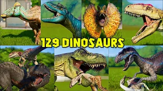 ALL 129 DINOSAURS (ORIGINAL and MODDED) | Episode 2 | JURASSIC WORLD EVOLUTION
